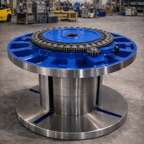 Blue collapsible cable reel with sectors