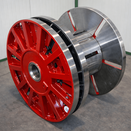 Red collapsible cable reel with sectors