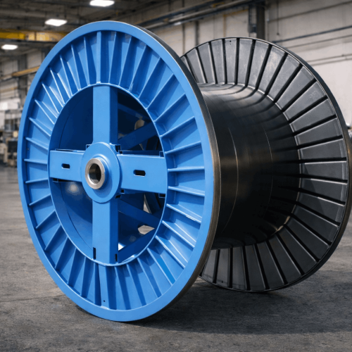 Steel cable drum reinforced for druw twister